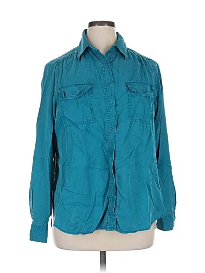 Pre-owned Lane Bryant Long Sleeve Button Down Shirt In Blue