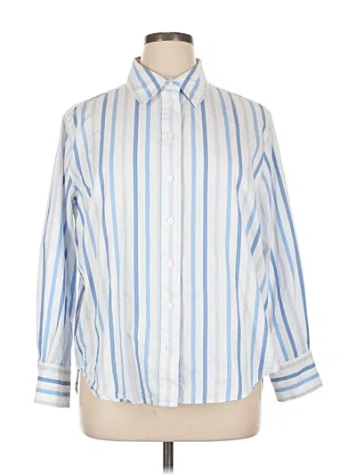 Pre-owned Lane Bryant Long Sleeve Button Down Shirt In Blue