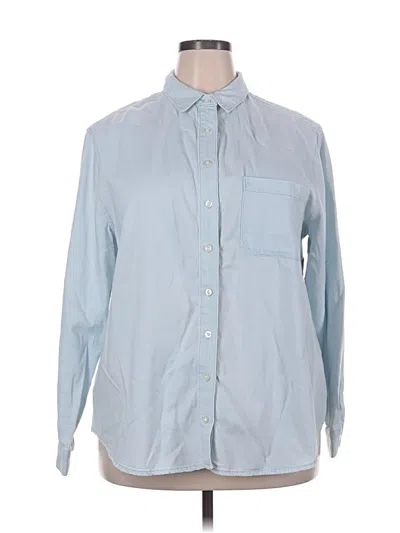 Lane Bryant Long Sleeve Button Down Shirt In Blue