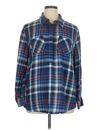 Pre-owned Lane Bryant Long Sleeve Button Down Shirt In Blue