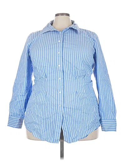 Pre-owned Lane Bryant Long Sleeve Button Down Shirt In Blue