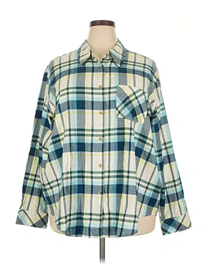 Pre-owned Lane Bryant Long Sleeve Button Down Shirt In Blue