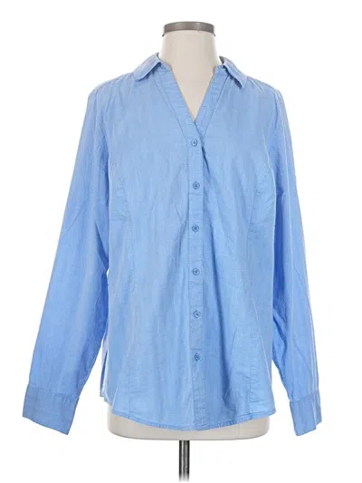 Pre-owned Lane Bryant Long Sleeve Button Down Shirt In Blue