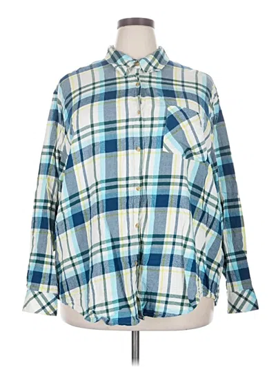 Pre-owned Lane Bryant Long Sleeve Button Down Shirt In Blue