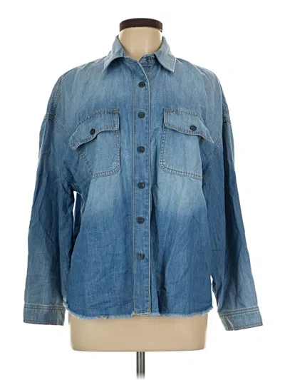 Lane Bryant Long Sleeve Button Down Shirt In Blue