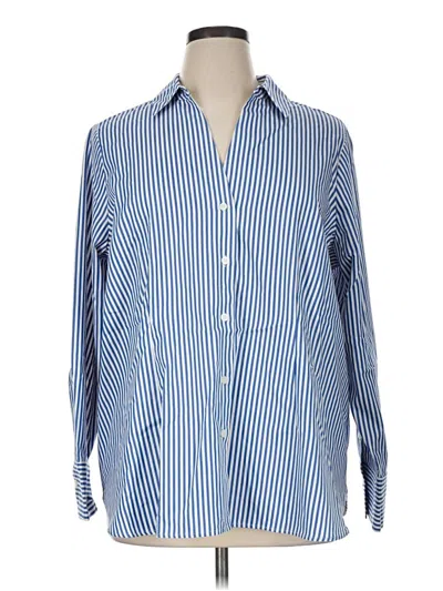 Pre-owned Lane Bryant Long Sleeve Button Down Shirt In Blue