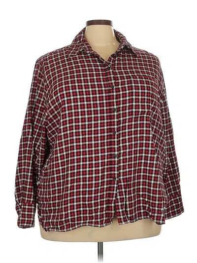 Pre-owned Lane Bryant Long Sleeve Button Down Shirt In Burgundy
