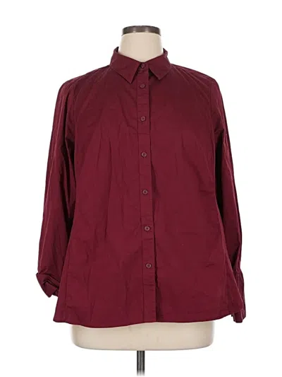Pre-owned Lane Bryant Long Sleeve Button Down Shirt In Burgundy