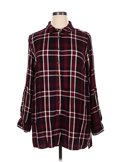 Pre-owned Lane Bryant Long Sleeve Button Down Shirt In Burgundy