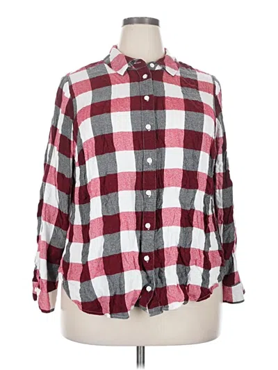 Pre-owned Lane Bryant Long Sleeve Button Down Shirt In Burgundy