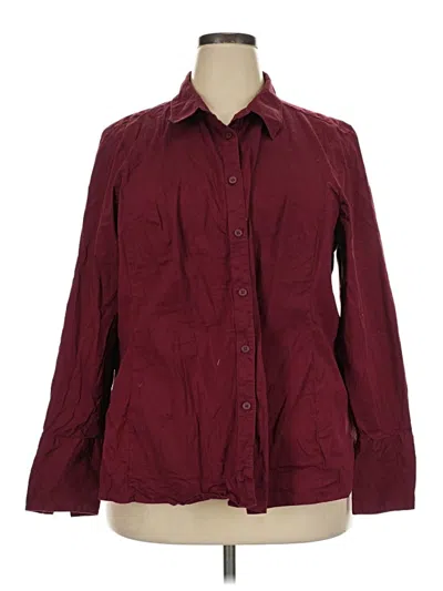 Pre-owned Lane Bryant Long Sleeve Button Down Shirt In Burgundy