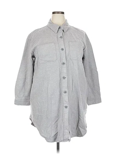 Pre-owned Lane Bryant Long Sleeve Button Down Shirt In Gray