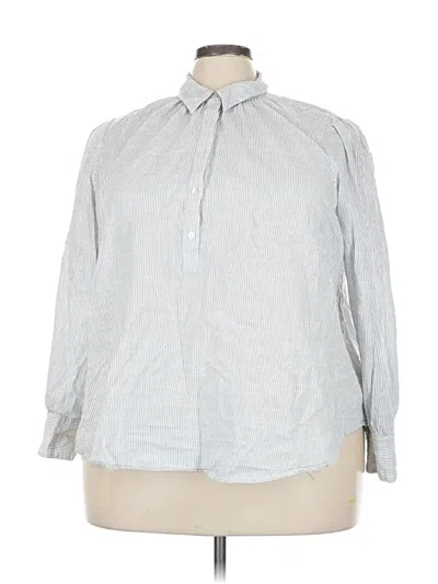 Pre-owned Lane Bryant Long Sleeve Button Down Shirt In Gray