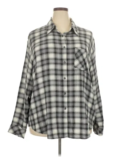 Pre-owned Lane Bryant Long Sleeve Button Down Shirt In Gray