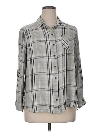 Pre-owned Lane Bryant Long Sleeve Button Down Shirt In Gray