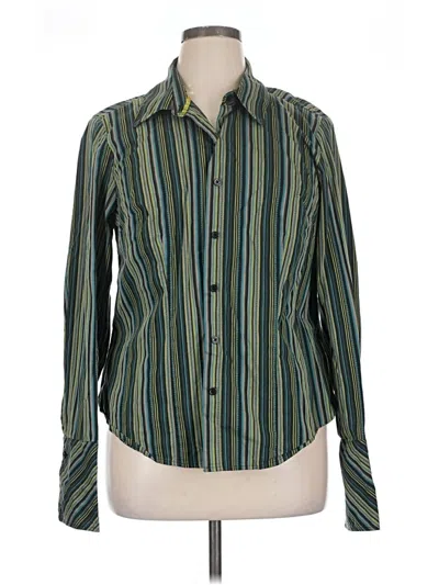 Pre-owned Lane Bryant Long Sleeve Button Down Shirt In Green