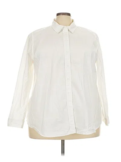 Pre-owned Lane Bryant Long Sleeve Button Down Shirt In Ivory