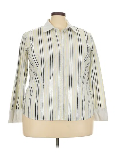 Pre-owned Lane Bryant Long Sleeve Button Down Shirt In Ivory