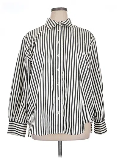 Pre-owned Lane Bryant Long Sleeve Button Down Shirt In Ivory