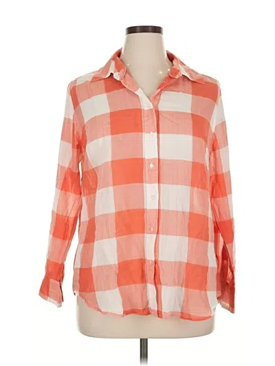 Pre-owned Lane Bryant Long Sleeve Button Down Shirt In Orange
