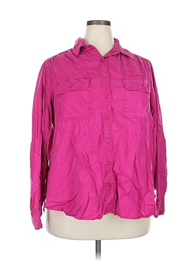Pre-owned Lane Bryant Long Sleeve Button Down Shirt In Pink
