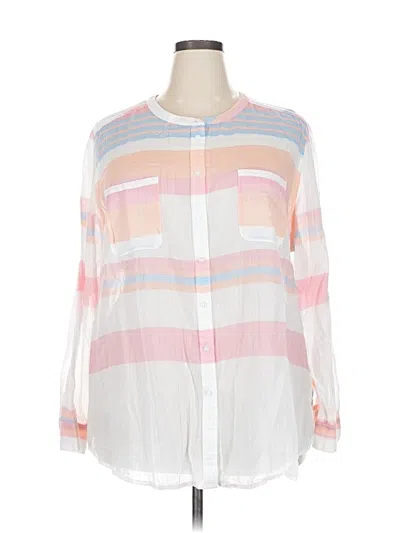 Pre-owned Lane Bryant Long Sleeve Button Down Shirt In Pink