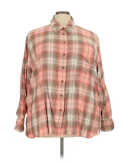 Pre-owned Lane Bryant Long Sleeve Button Down Shirt In Pink