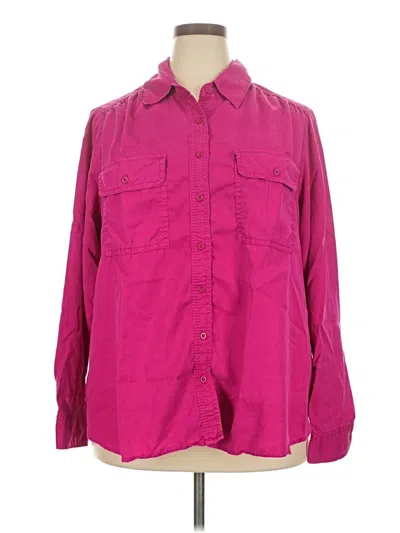 Pre-owned Lane Bryant Long Sleeve Button Down Shirt In Pink