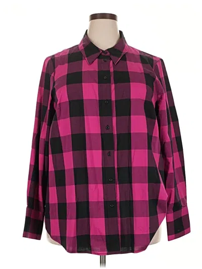 Pre-owned Lane Bryant Long Sleeve Button Down Shirt In Pink