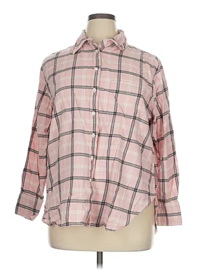 Pre-owned Lane Bryant Long Sleeve Button Down Shirt In Pink