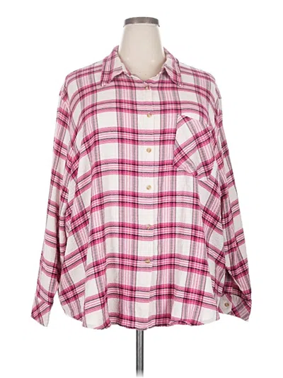 Lane Bryant Long Sleeve Button Down Shirt In Pink