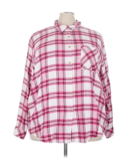 Pre-owned Lane Bryant Long Sleeve Button Down Shirt In Pink