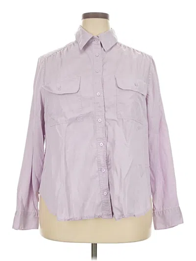 Pre-owned Lane Bryant Long Sleeve Button Down Shirt In Purple