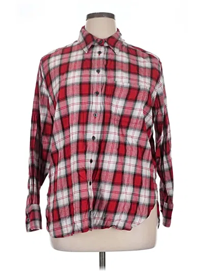 Pre-owned Lane Bryant Long Sleeve Button Down Shirt In Red
