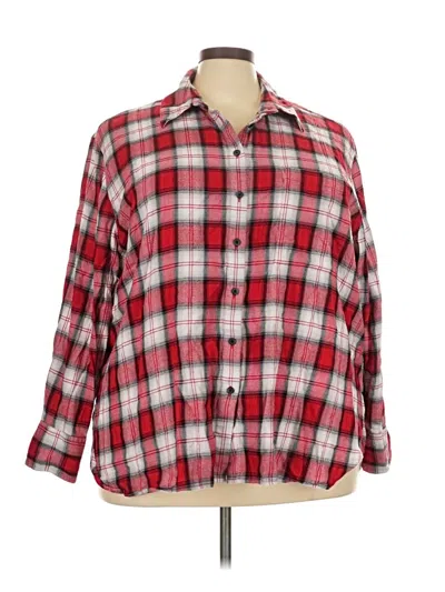 Pre-owned Lane Bryant Long Sleeve Button Down Shirt In Red