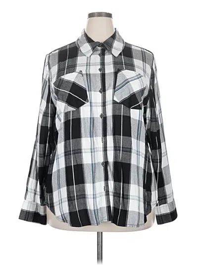 Pre-owned Lane Bryant Long Sleeve Button Down Shirt In Silver