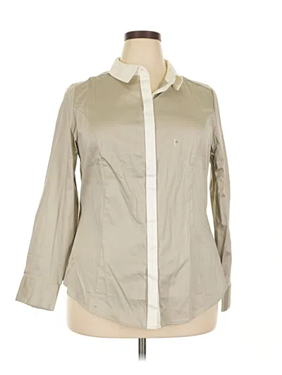 Pre-owned Lane Bryant Long Sleeve Button Down Shirt In Tan