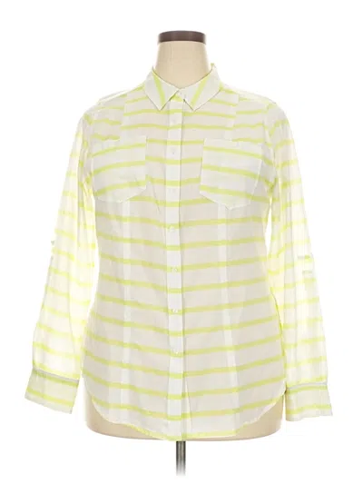 Pre-owned Lane Bryant Long Sleeve Button Down Shirt In Yellow