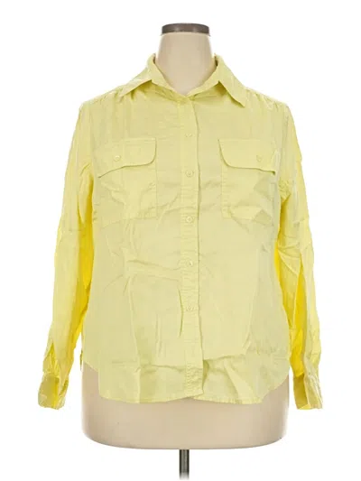 Pre-owned Lane Bryant Long Sleeve Button Down Shirt In Yellow