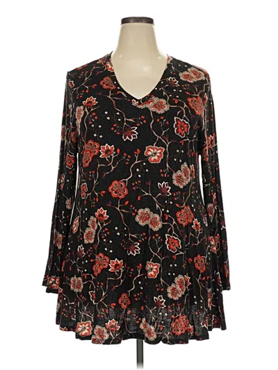 Pre-owned Lane Bryant Long Sleeve Henley Shirt In Black