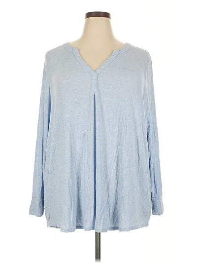 Pre-owned Lane Bryant Long Sleeve Henley Shirt In Blue