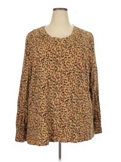 Pre-owned Lane Bryant Long Sleeve Henley Shirt In Brown