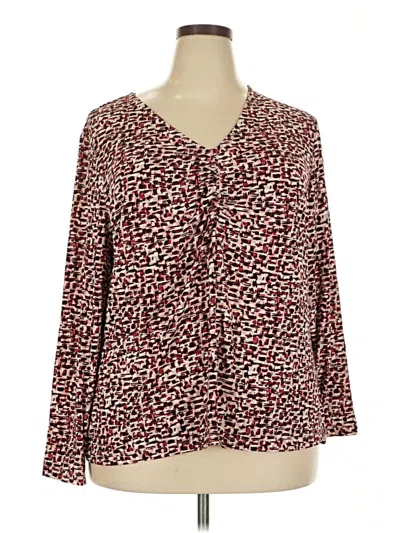 Pre-owned Lane Bryant Long Sleeve Henley Shirt In Burgundy