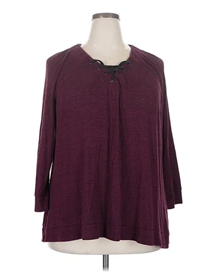 Pre-owned Lane Bryant Long Sleeve Henley Shirt In Burgundy