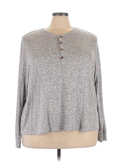 Pre-owned Lane Bryant Long Sleeve Henley Shirt In Gray