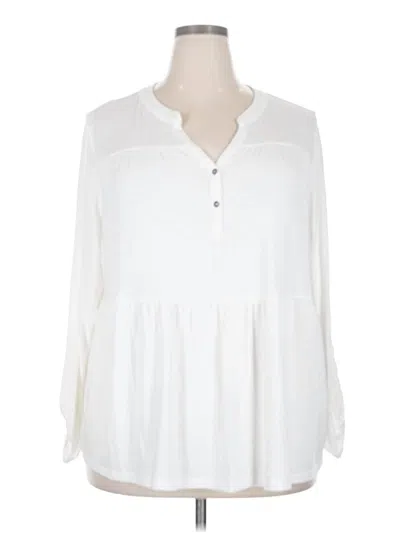 Pre-owned Lane Bryant Long Sleeve Henley Shirt In Ivory