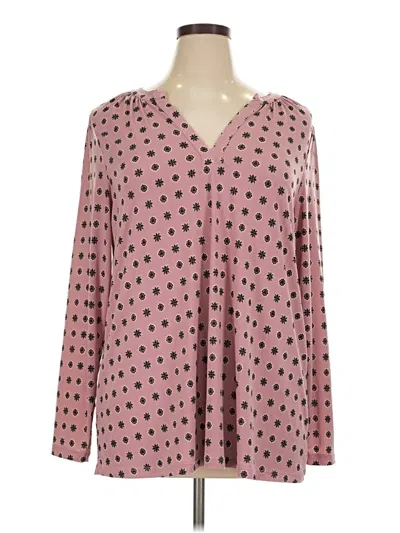 Pre-owned Lane Bryant Long Sleeve Henley Shirt In Pink