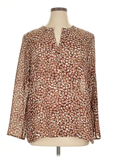 Pre-owned Lane Bryant Long Sleeve Polo Shirt In Brown