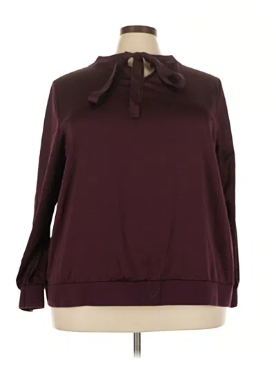 Pre-owned Lane Bryant Long Sleeve Polo Shirt In Burgundy