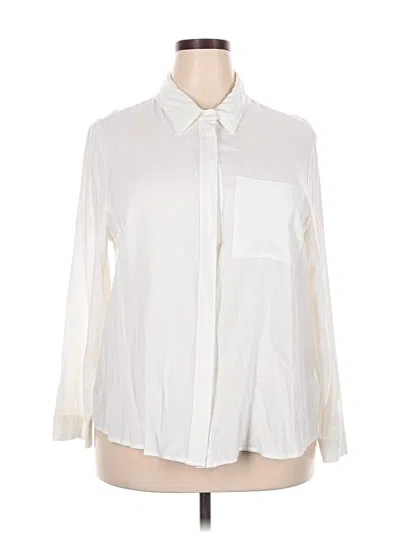Pre-owned Lane Bryant Long Sleeve Polo Shirt In Ivory